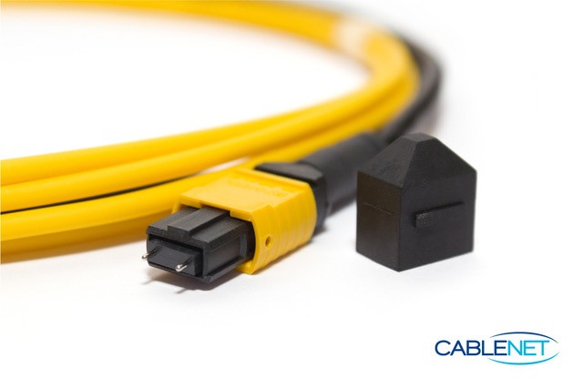 An image showing a yellow MPO cable