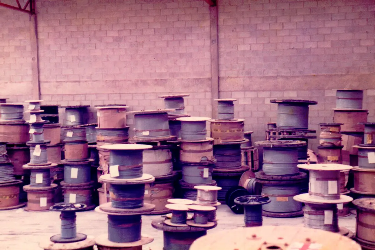 Reels of cable in our first production facility