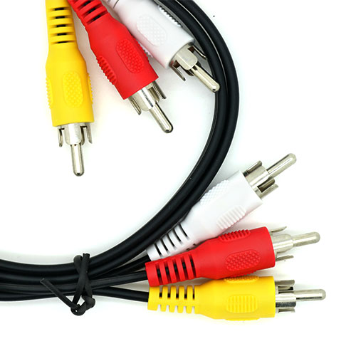 5m Video/Audio 3 x RCA Plug - Plug Black PVC Cable