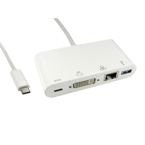 15cm USB 3.1c - DVI USB 3.0 & RJ45 with PD Function (Power Delivery)