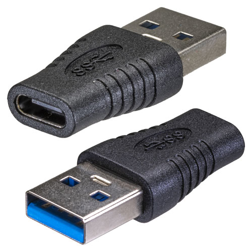 USB 3.1c Female - USB3.0 A Male Black Adaptor