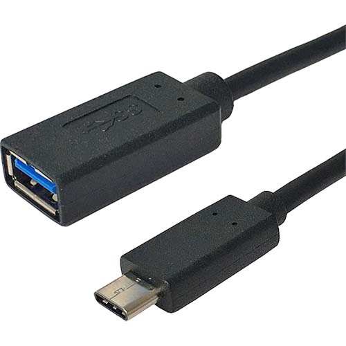 20cm USB 3.1c Male - USB 3.0 Type A Female Tailed Black