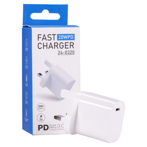 Apple Compatible Fast Charger USB-C Socket to UK Plug 20W