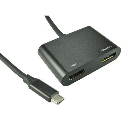 9cm USB 3.1c Male - HDMI (4K@30Hz) + DisplayPort (4k@60Hz) Adaptor