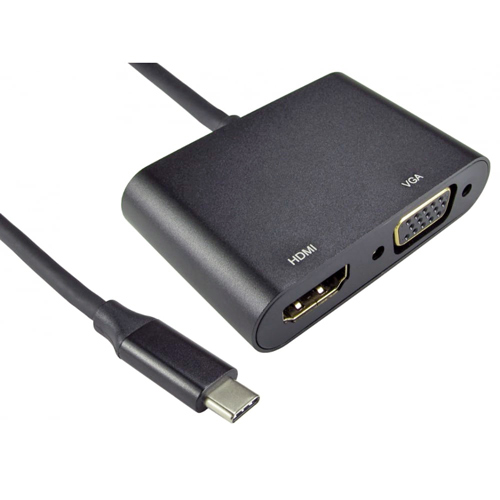 9cm USB 3.1c Male - HDMI (4K@30Hz) SVGA 1080p 60Hz Black Adaptor