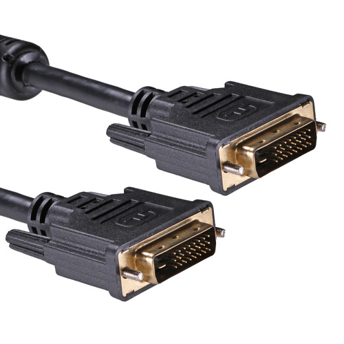 5m DVI-D 24+1 Dual Link 1080p Gold Male - Male 30AWG Black PVC Cable