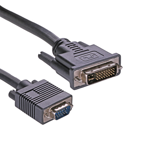 2m DVI-I 24+5 Dual Link - SVGA HD15 Male - Male Black PVC Cable