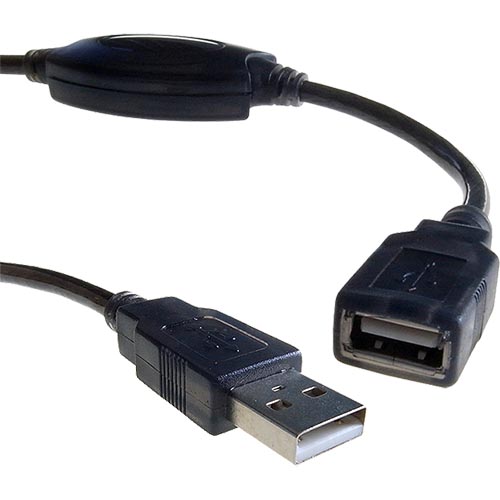 15m USB 2.0 Type A Male - USB 2.0 Type A Female Active Black Repeater Cable