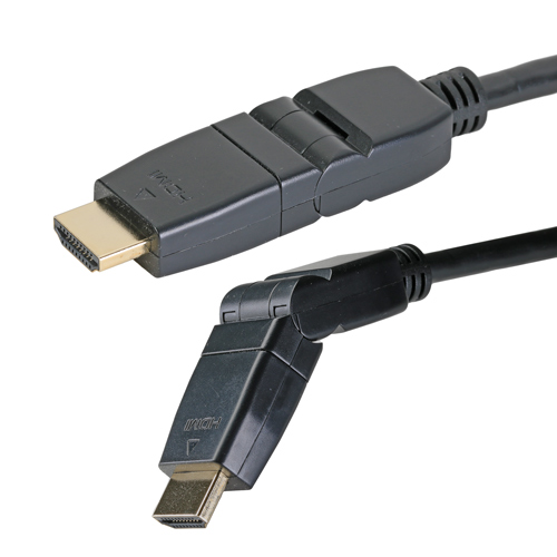2m HDMI Male - Male Swivel 1080p High Speed + Ethernet 30AWG Black Cable