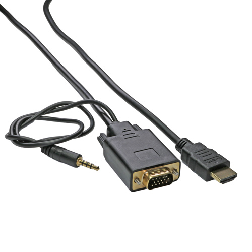 1.8m HDMI Male - SVGA Male + 3.5mm Stereo 30AWG Black Cable