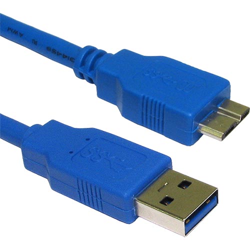 2m USB 3.0 Type A Male - Micro Type B Blue Cable 