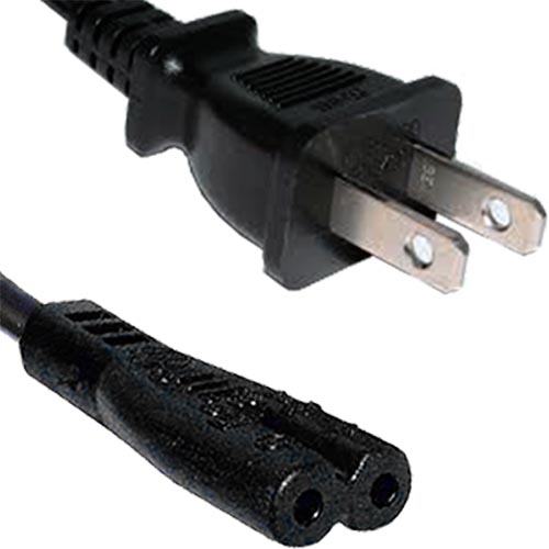 2m USA Plug (2Pin) - IEC C7 Figure of 8 Black PVC Power Lead