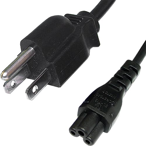 2m USA Plug (3Pin) - IEC C5 Cloverleaf Black PVC Power Lead