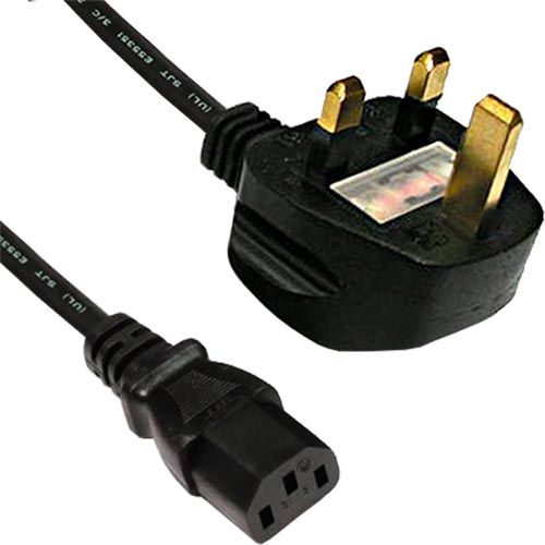2m UK (5Amp) - IEC C13 H05Z1Z1-F Black LSOH 1.0mm Power Lead