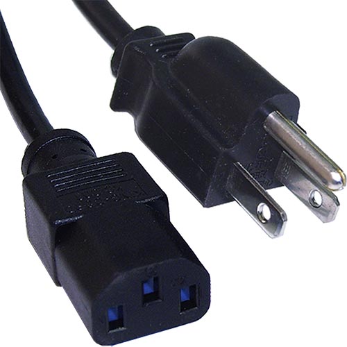 2m USA Plug (3Pin) - IEC C13 Black PVC Power Lead
