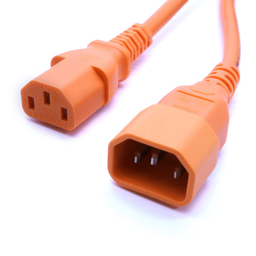 2m IEC C14 - IEC C13 Orange PVC 1.0mm Power Lead