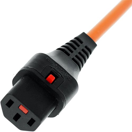 0.5m IEC C14 - IEC C13 IEC Lock Orange PVC 1.0mm Power Lead