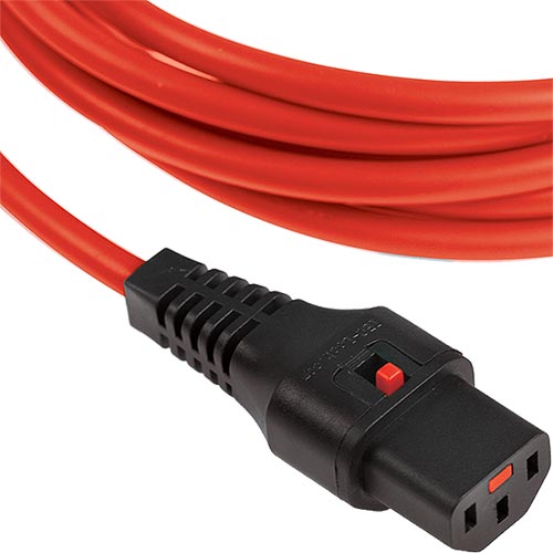 3m IEC C14 - IEC C13 IEC Lock Red PVC 1.0mm Power Lead