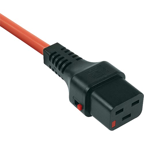 1m IEC C20 - IEC C19 IEC Lock Orange PVC 1.5mm Power Lead