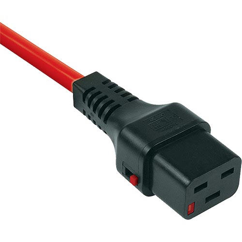1m IEC C20 - IEC C19 IEC Lock Red PVC 1.5mm Power Lead