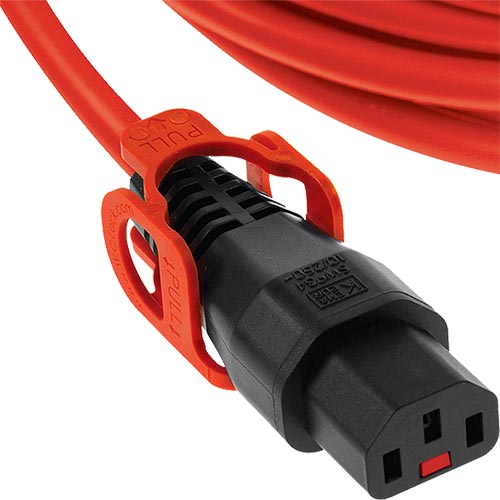 2m IEC C14 - IEC C13 IEC Lock + Orange PVC 1.0mm Power Lead