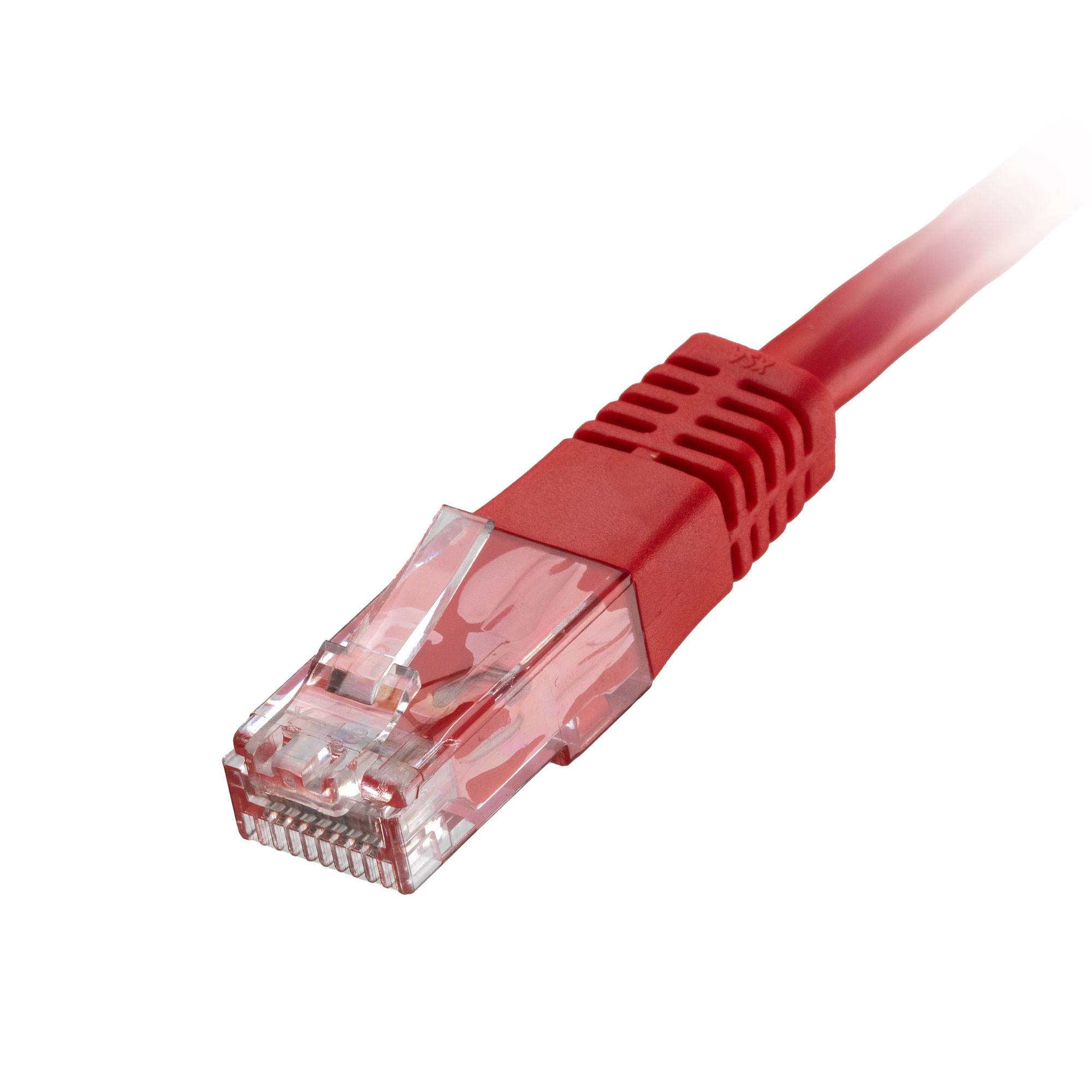 20m Cat6 RJ45 Red U/UTP PVC 24AWG Flush Moulded Booted Patch Lead