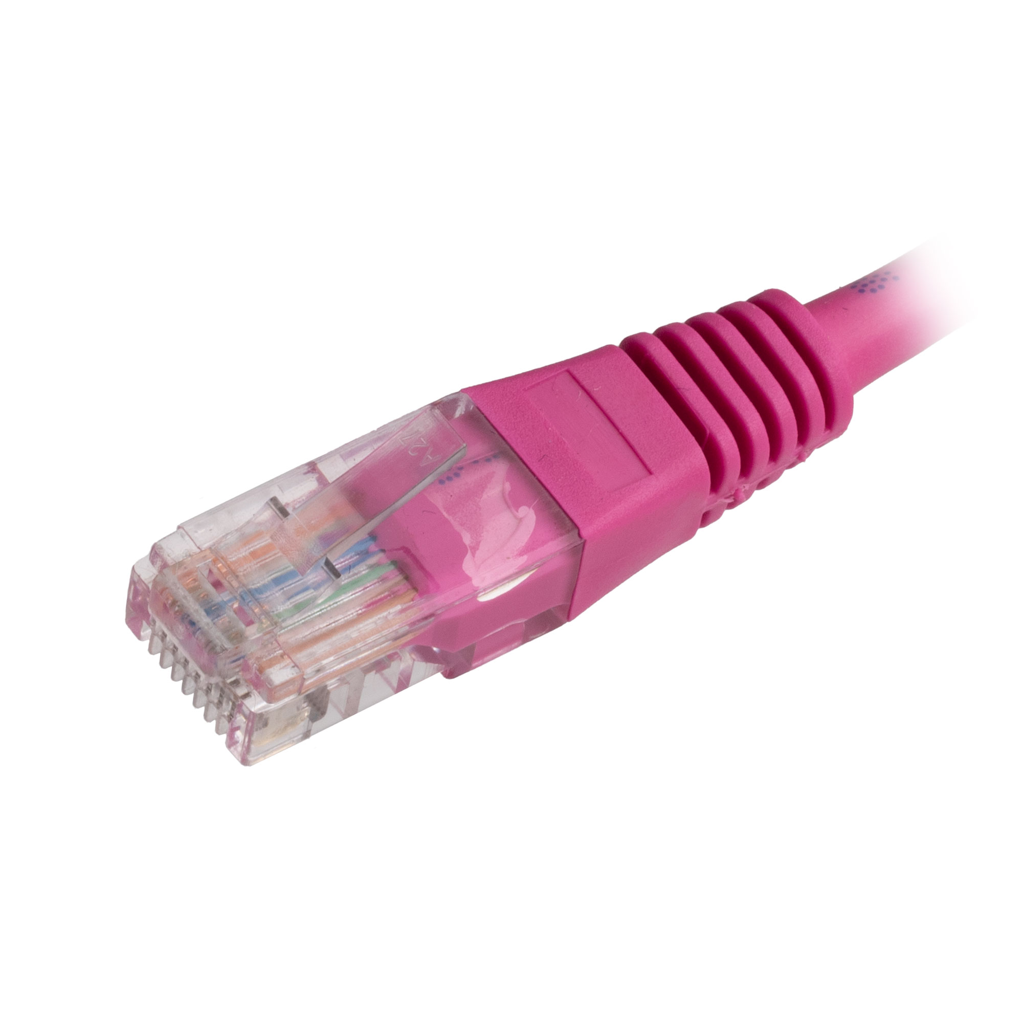 7m Cat5e RJ45 Pink U/UTP PVC 24AWG Flush Moulded Booted Patch Lead