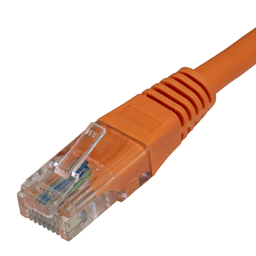 8m Cat5e RJ45 Orange U/UTP PVC 24AWG Flush Moulded Booted Patch Lead