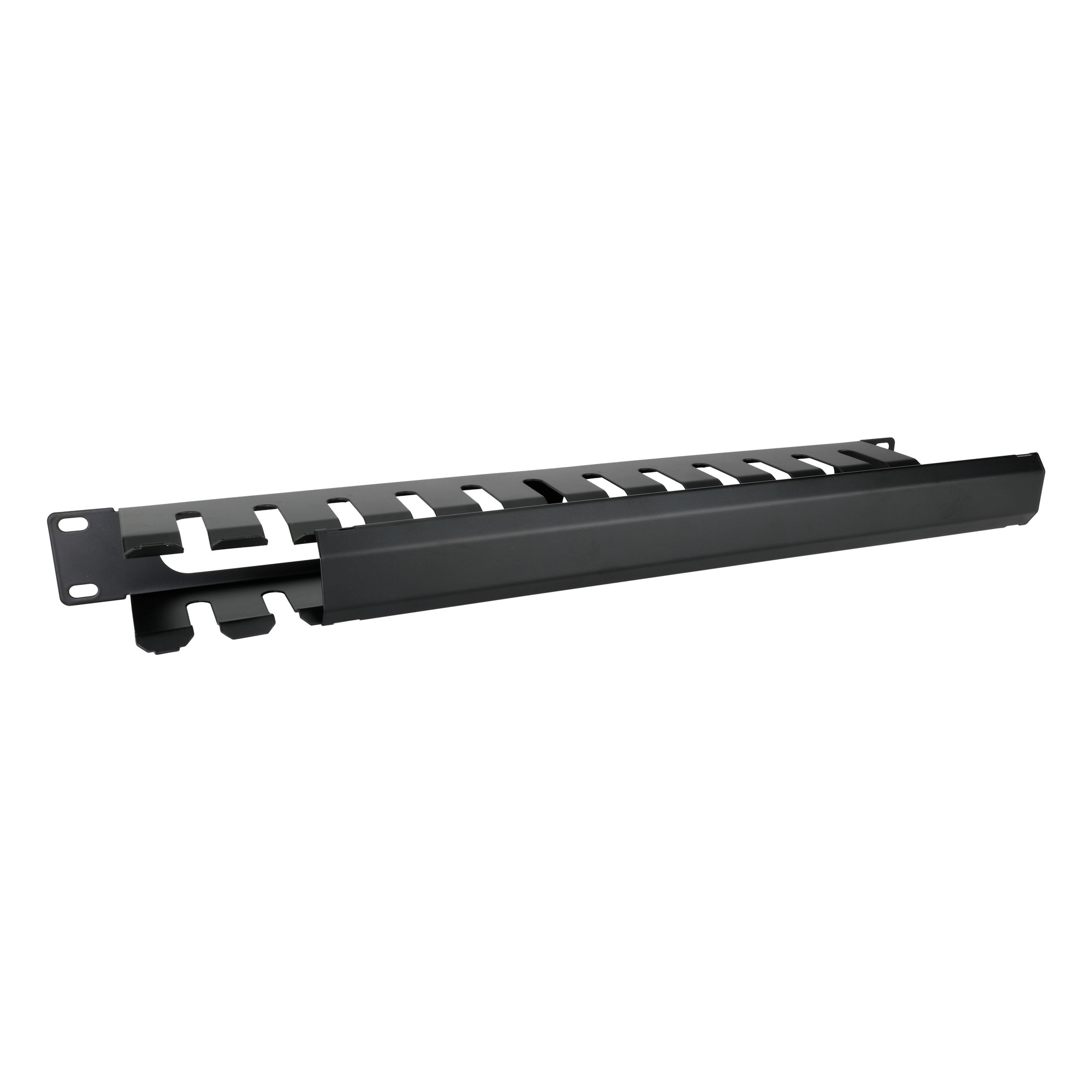 1u Cable Dump Panel Steel with Pass Through Black