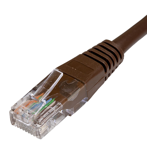 1m Cat5e RJ45 Brown U/UTP PVC 24AWG Flush Moulded Booted Patch Lead