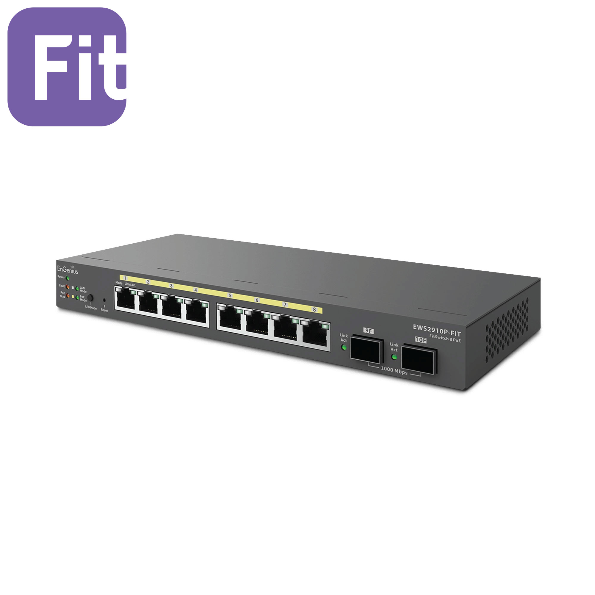 Managed/Standalone Desktop 8-port GbE 55WSwitch (PoE+)with 2x SFP