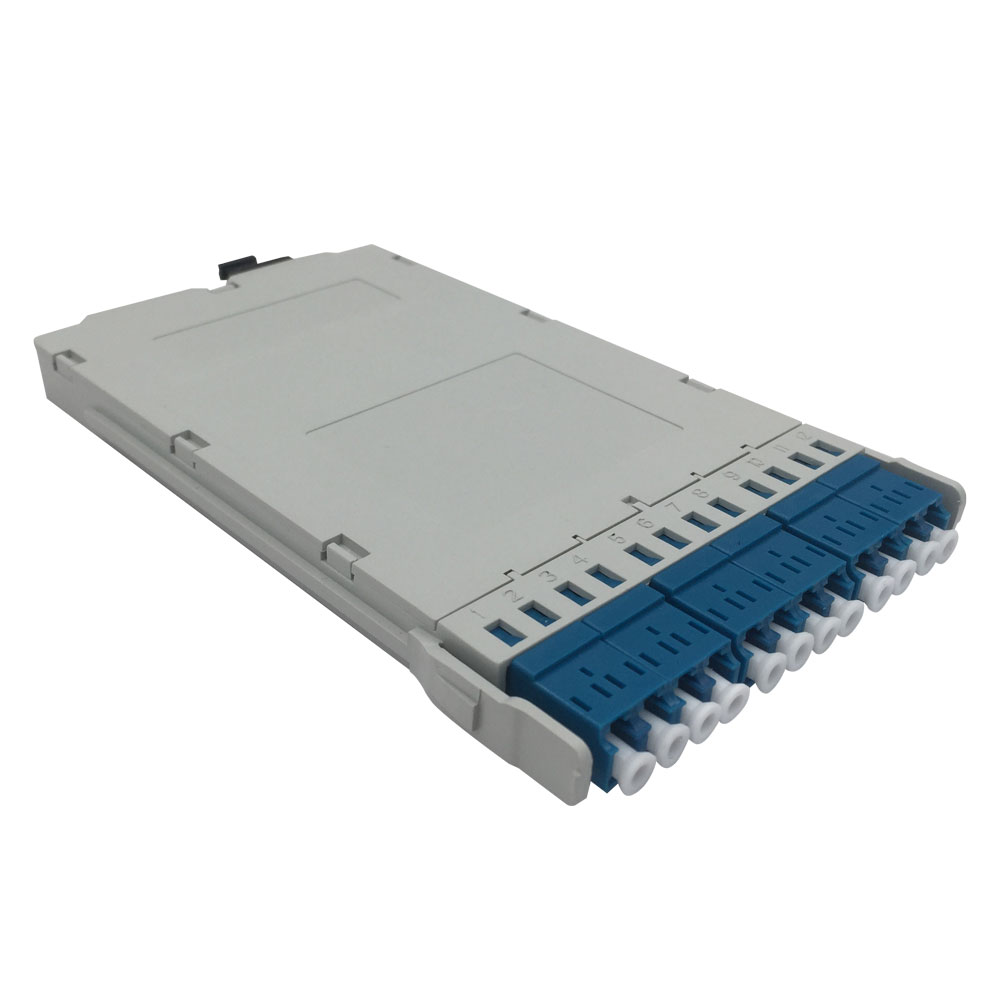 12 Fibre MPO/MTP OS2 Cassette to OS2 (Blue) LC Adaptors