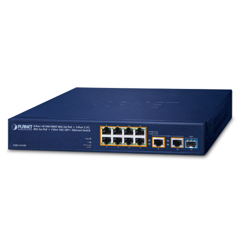 8 Port 10/100/1000T 802.3at PoE + 2 Port 2.5G + 1 Port 10G SFP+ Ethernet Switch