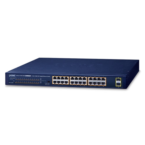 24 Port 10/100/1000T 802.3at PoE + 2 Port 1000X SFP Gigabit Ethernet Switch