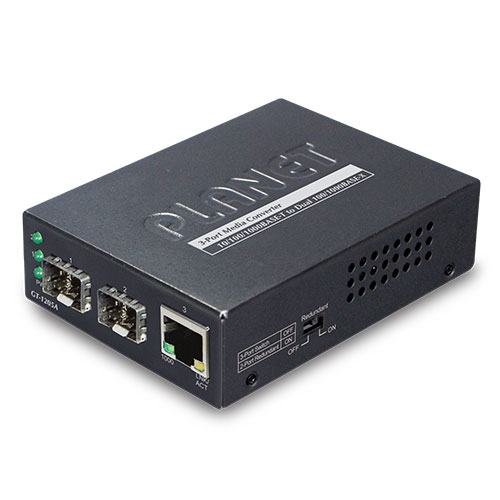 Media Converter Gigabit 10/100/1000 - 2 Port Giga SFP Redundant 
