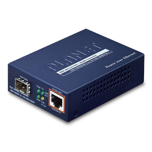 Media Converter Gigabit PoE (802.3af) 10/100/1000 - GBIC (SFP)