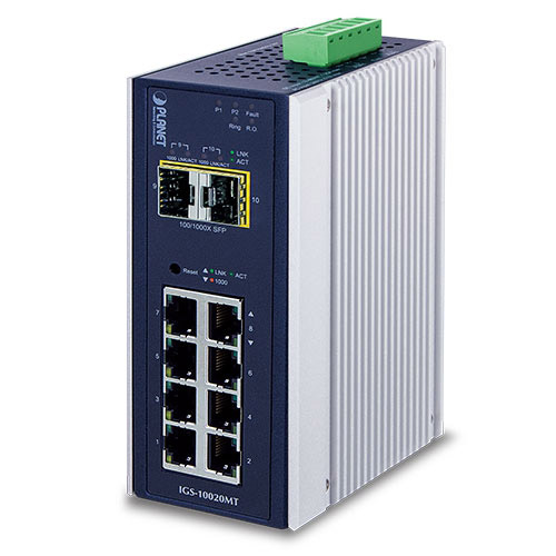 IP30 Industrial Managed Gigabit 8 Port + 2 SFP Ethernet Switch