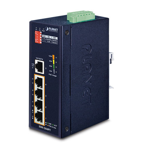 IP40 Industrial 5 Port PoE + Fast Ethernet Switch