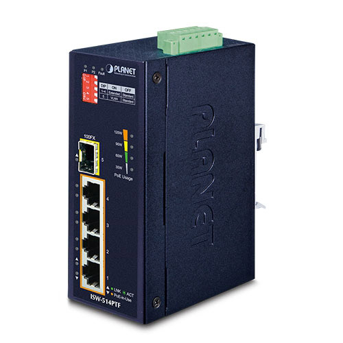 IP40 Industrial 4 Port + 1 SFP PoE + Fast Ethernet Switch