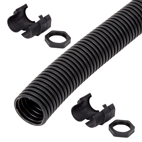 5m x 32mm LSOH Flexible Conduit Black Fitted with Glands & Nuts
