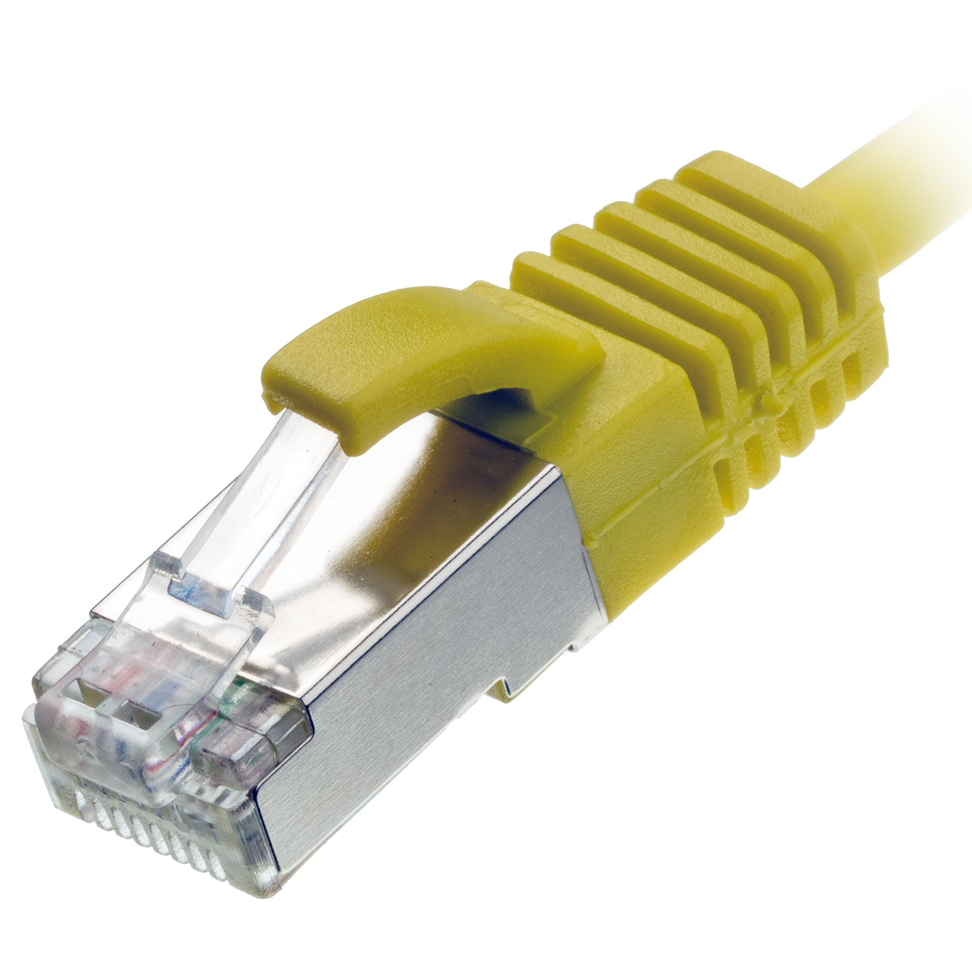 0.25m Cat6a RJ45 Yellow U/FTP LSOH 30AWG Slim Snagless Booted Patch Lead
