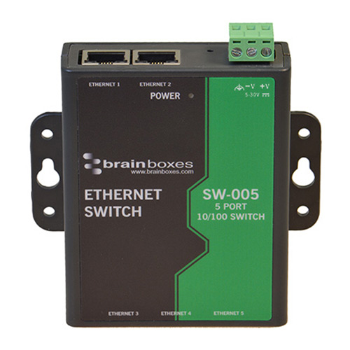 Brainboxes Industrial Unmanaged Ethernet Switch 5 Port Wall Mountable