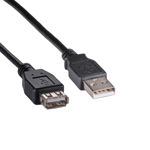 0.5m USB 2.0 Type A Male - USB 2.0 Type A Female Black PVC Extension Cable