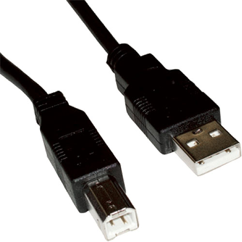 1m USB 2.0 Type A Male - USB 2.0 Type B Male Black PVC Cable