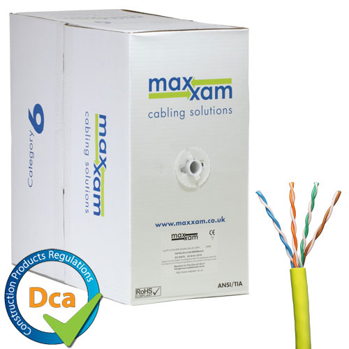 Cat6 Yellow U/UTP LSOH 24AWG Solid CPR Dca Cable 305m Reelex Box