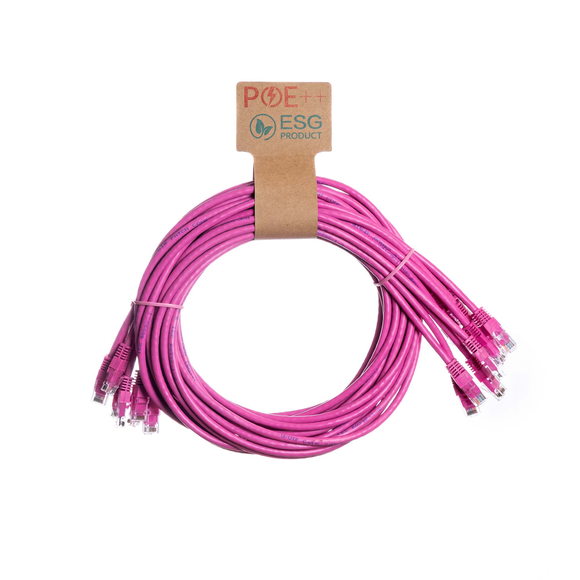 0.3m Cat6 RJ45 Pink U/UTP LSOH 24AWG Snagless Booted Patch Lead (PK10)