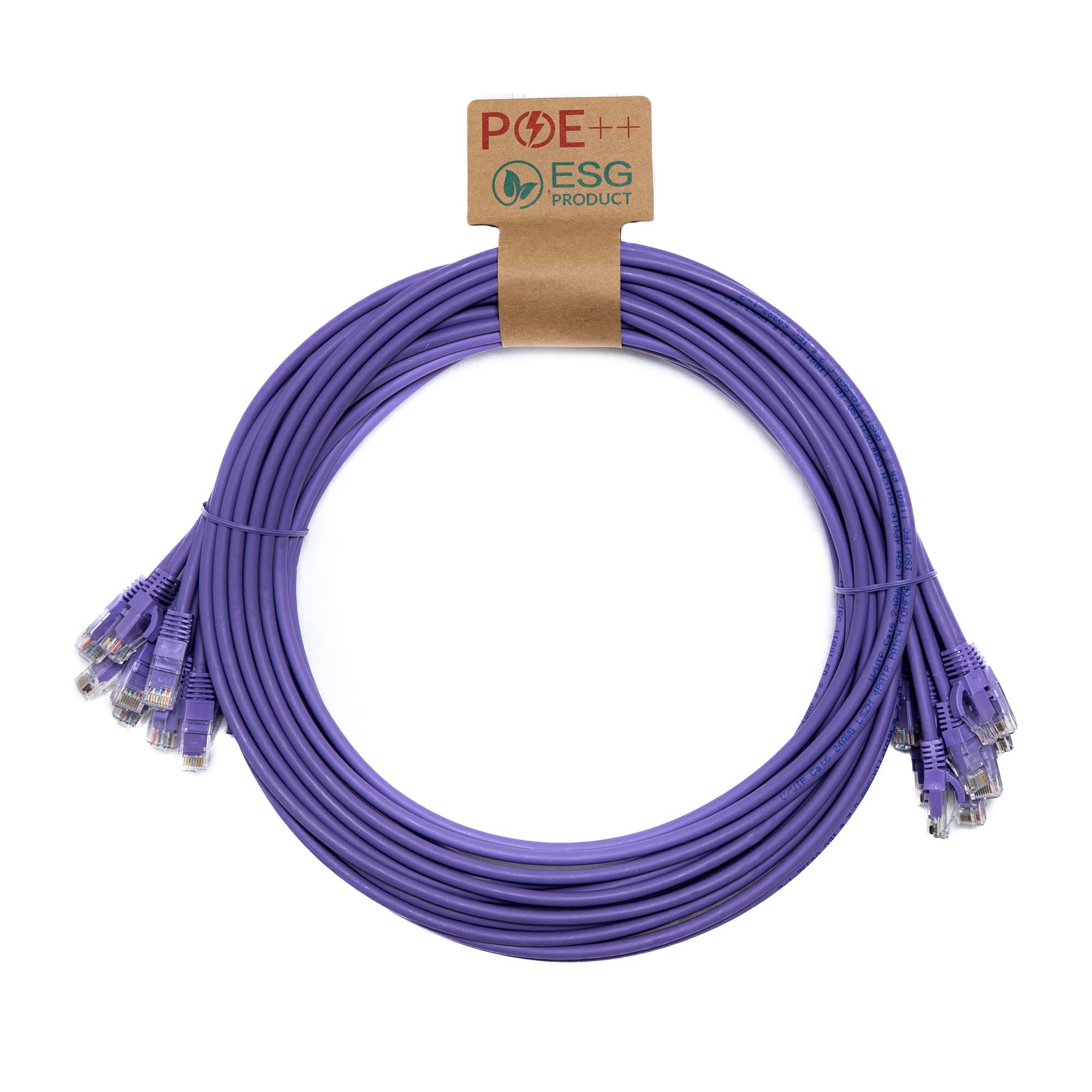 0.2m Cat6 RJ45 Violet U/UTP LSOH 24AWG Snagless Booted Patch Lead (PK10)